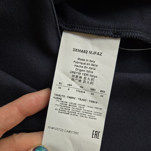 Armani Collezioni Milano Jersey Faux Wrap Navy Midi Dress Minimalist - Picture 11 of 16